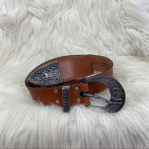 Gilles Herve Paris brown leather silver belt. 32 main image 7